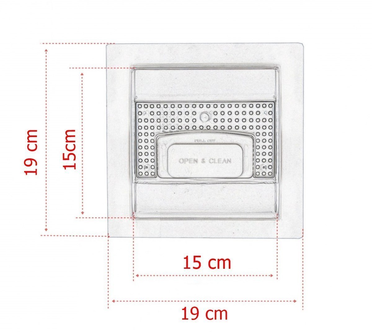 Čtvercový sprchový odtok 15x15 cm nerezová mřížka Pixel M16821